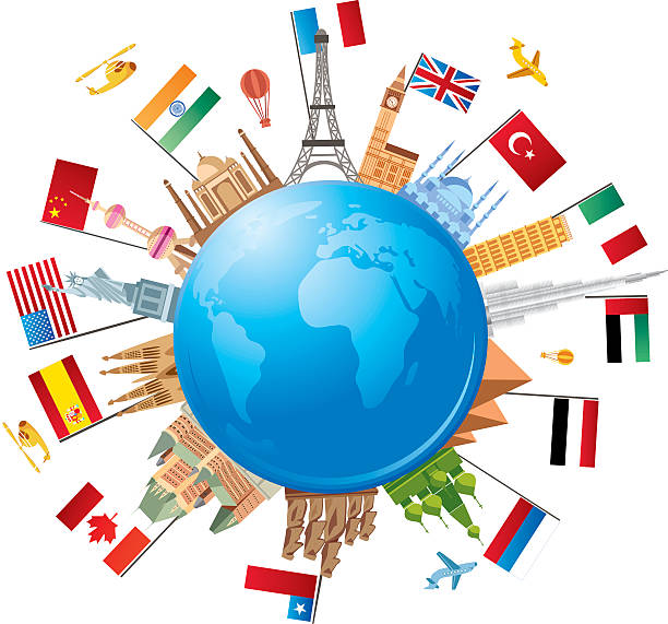 illustrations, cliparts, dessins animés et icônes de world travel - animated flag