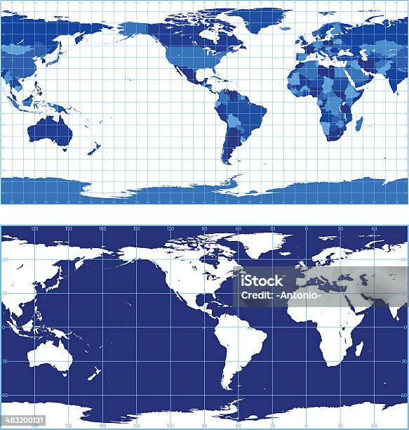 Mappa Del Mondo Con Reticoli - Immagini vettoriali stock e altre immagini di Accuratezza