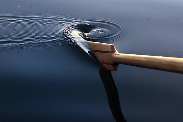 Paddle and ripples in  the water stock photo