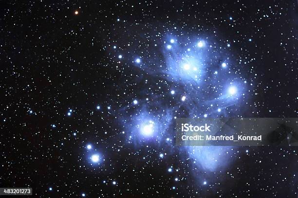 Pleiades Seven Sisters Stock Photo - Download Image Now - The Pleiades, Bunch, Star - Space