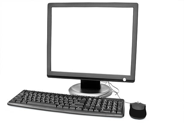 istock white monitor, keyboard and mouse 483203081
