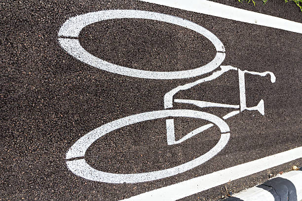 istock Bicycle lane sign on the road 483203798