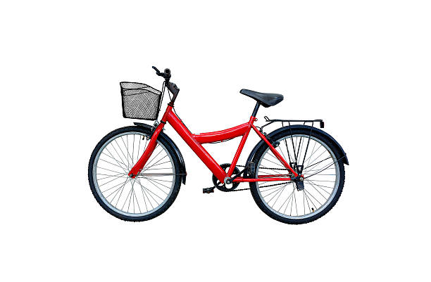 bicicleta vermelho - bicycle isolated basket red imagens e fotografias de stock