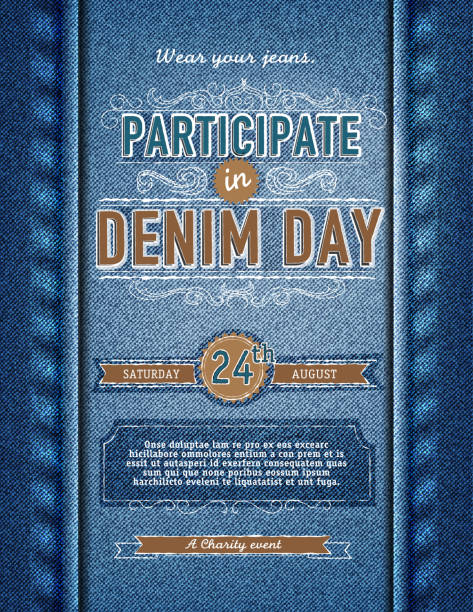 denim tag teilnahme poster-design-vorlage - jeans stock-grafiken, -clipart, -cartoons und -symbole