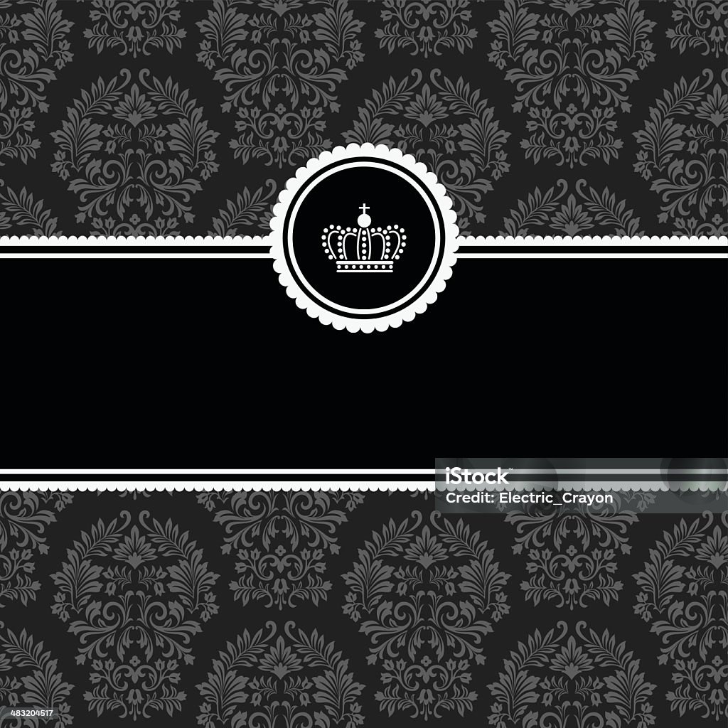 フレームにブラックとグレイのシームレスなダマスク織りのファブリック - 枠のロイヤリティフリーベクトルアート