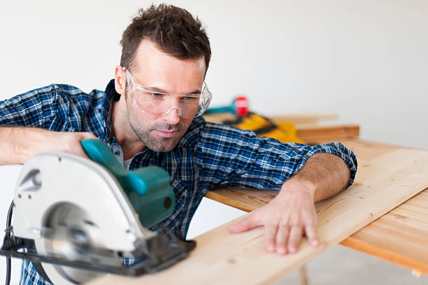 istock Portrait of focus carpenter at work 483204679