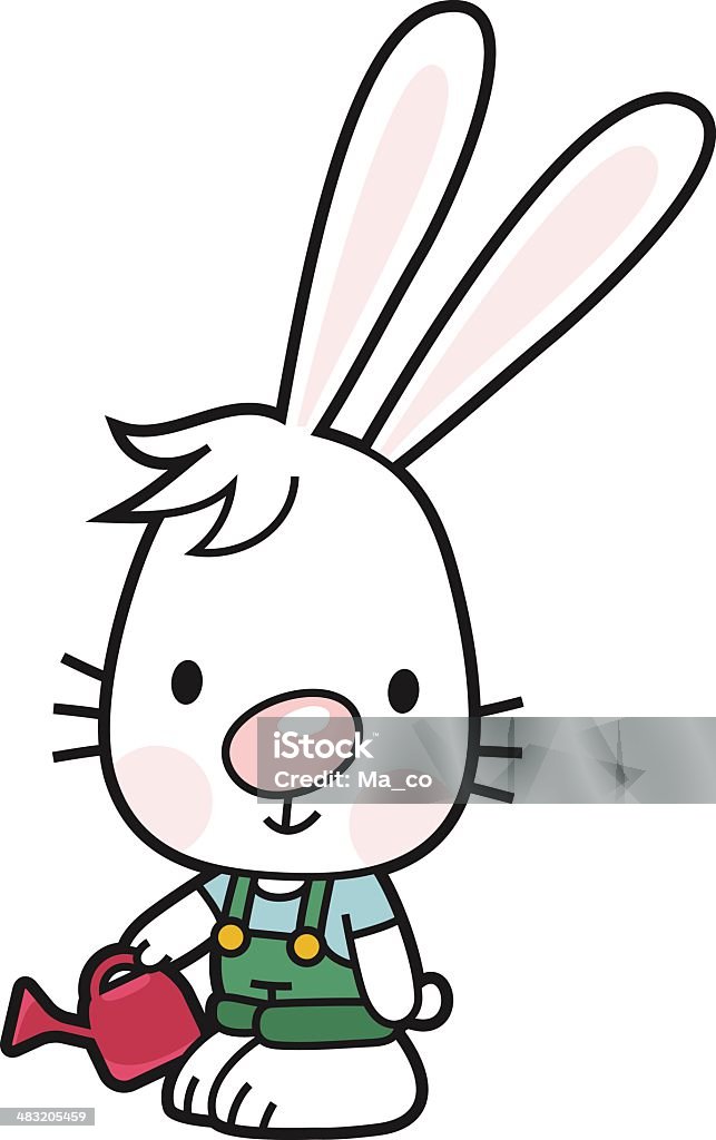 bunny mit Gießkanne als Gärtner - Lizenzfrei Charakterkopf Vektorgrafik