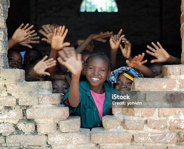 Several African Children Waving Hands In Tchad Stock Photo - Download Image Now - Chad - Central Africa, Africa, Child
