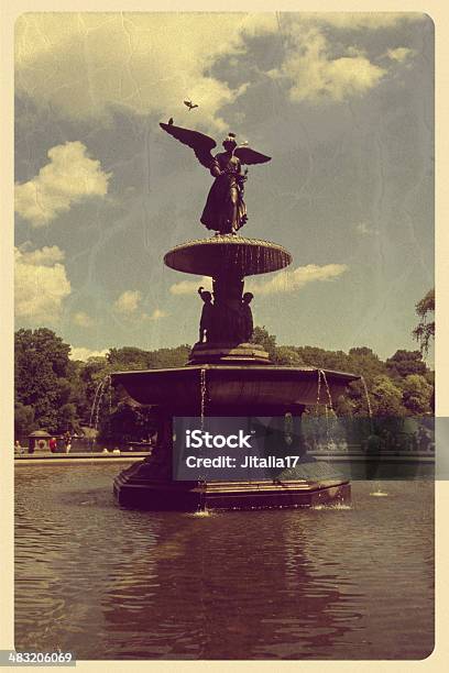 Bethesda Fountain In Central Park Vintage Postcard Stock Photo - Download Image Now