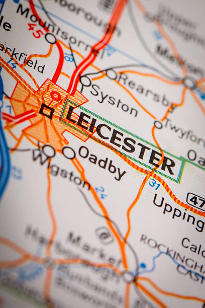 istock Leicester City on a Road Map 483211122