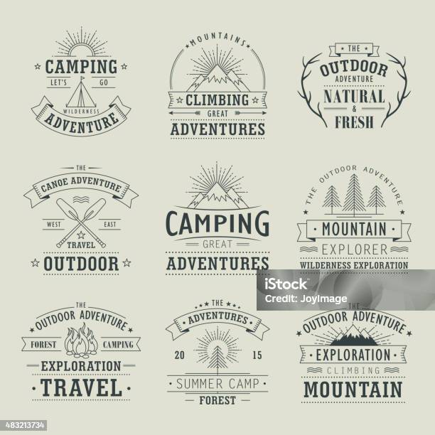 Wilderness And Nature Exploration Emblems Stock Illustration - Download Image Now - 2015, Abstract, Adventure