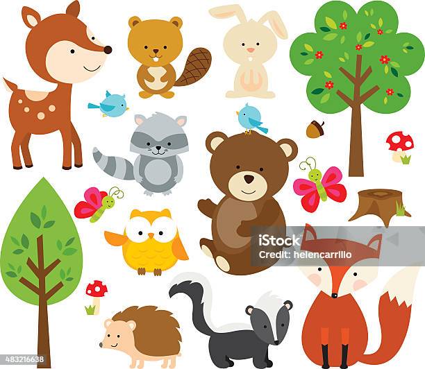 Vetores de Criaturas Da Floresta e mais imagens de Bosque - Floresta - Bosque - Floresta, Animal, Vector