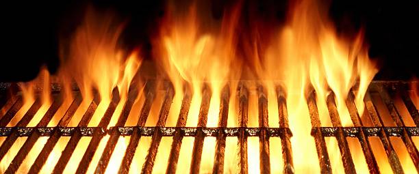 istock Hot Flaming Charcoal Grill 483217090