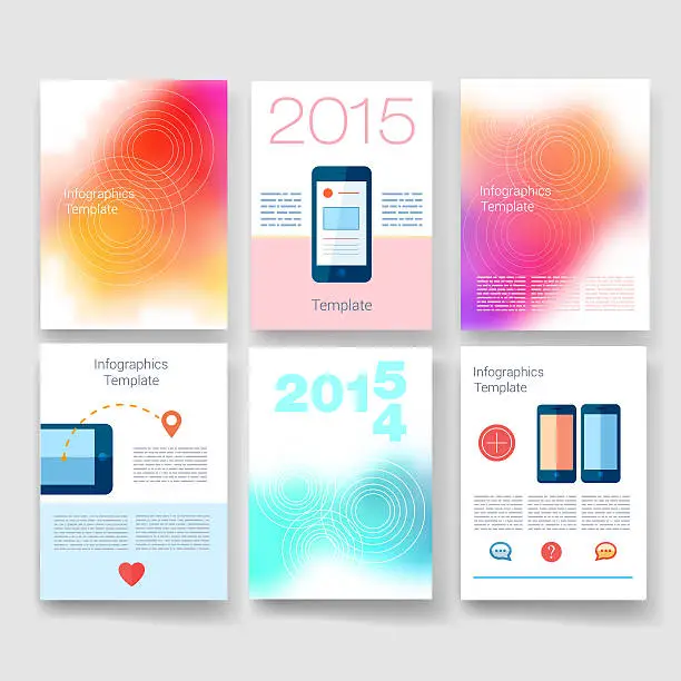 Photo of Templates. Design Set of Web, Mail, Brochures. Mobile, Technology, Infographic