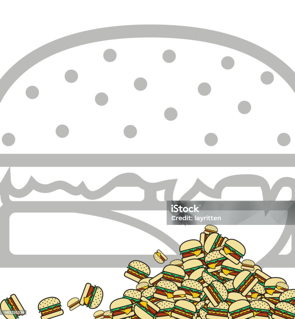 Background of poured hamburgers. Preparation for design. Vector Background of the falling burgers for design of cards and other. Vector 2015 stock vector