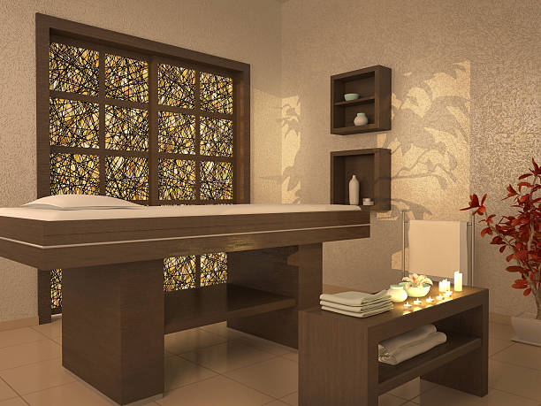 istock 3d illustration of nice massage room in spa saloon 483221756