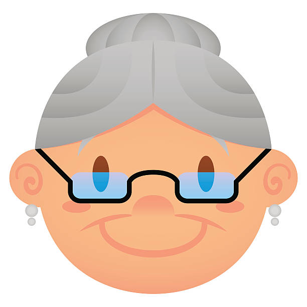 illustrazioni stock, clip art, cartoni animati e icone di tendenza di fumetto di volto isolato su sfondo bianco - grandmother