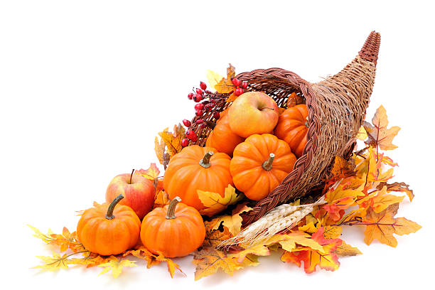 Cornucopia with pumpkins Cornucopia with pumpkins and maple leafs- XXXL Image cornucopia stock pictures, royalty-free photos & images