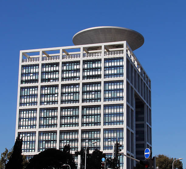 istock Defense Ministry of Israel on  blue sky background 483227135