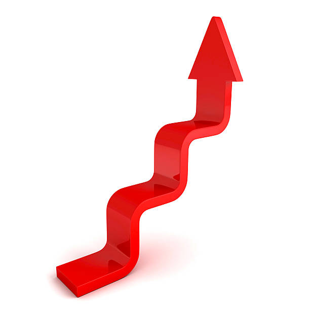 istock stairs arrow going upward grow on white background. success concept 483227531