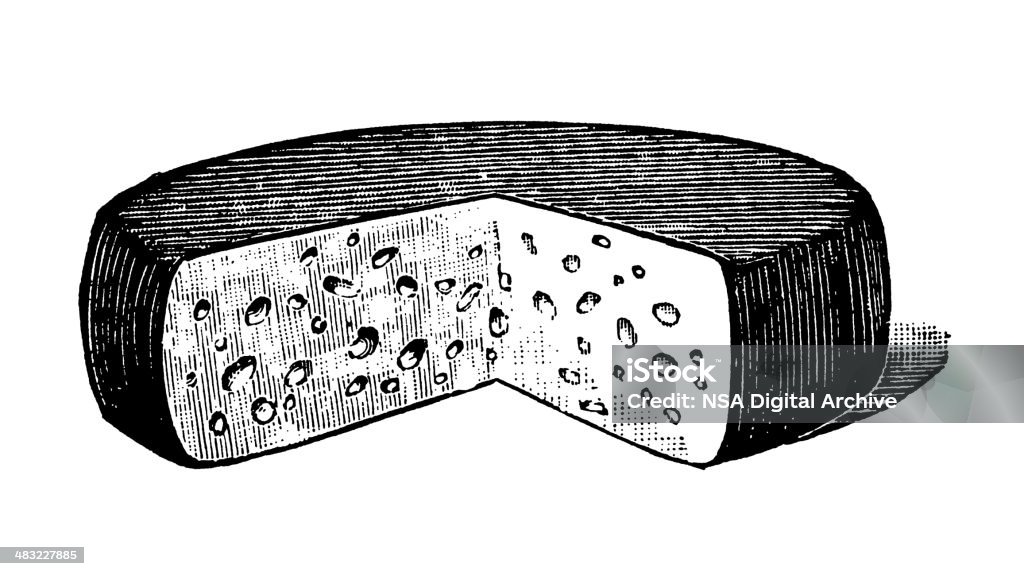 Vintage Clip Art and Illustrations | Cheese Antique engraving of cheese, isolated on white. Very high XXXL resolution image scanned at 600 dpi.  Cheese stock illustration