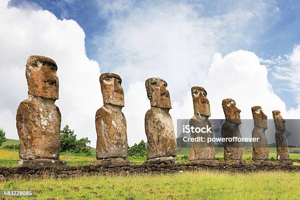 Ahu Akivi Easter Island Stock Photo - Download Image Now - Moai Statue - Rapa Nui, Ahu Akivi, Ancient