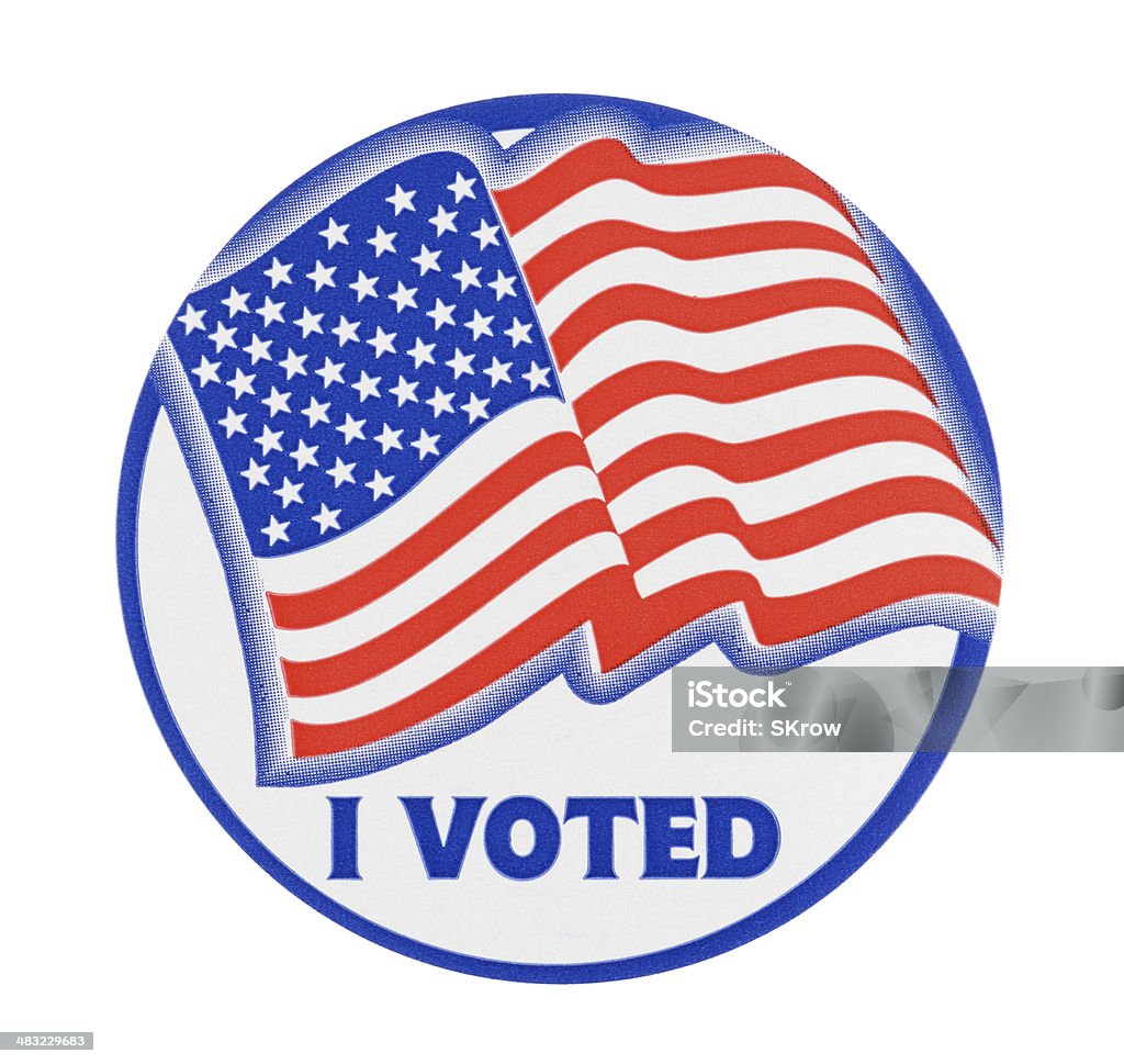 I Voted Sticker An "I Voted" sticker shot in the studio and isolated on a white background. I Voted Stock Photo