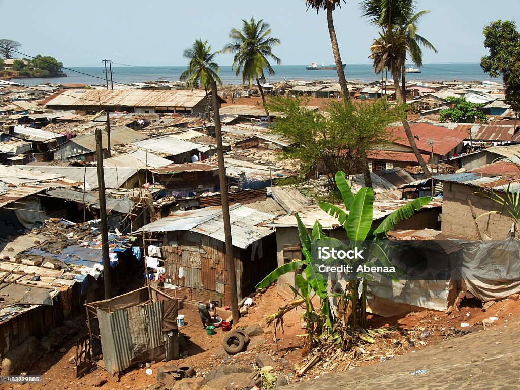Kroo Bay - Freetown Slum View over Kroo Bay, the largest slum of Freetown, Sierra Leone Freetown - Sierra Leone Stock Photo