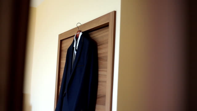 Groom's suit hanging