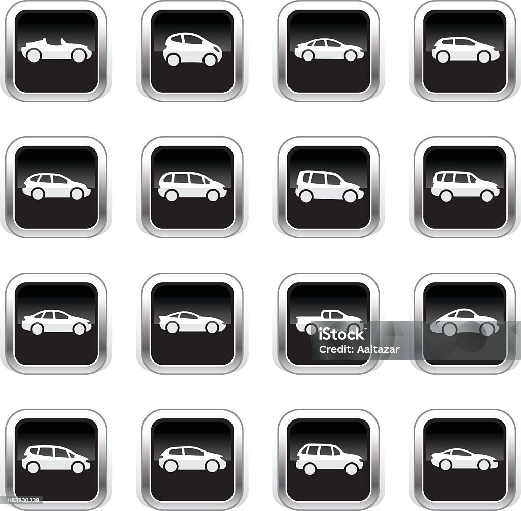 Supergloss Black Icons - Cars The icons were created using liner gradients and flat shapes. Elements are set on different layers. Illustration stock vector