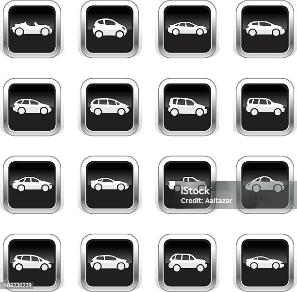 Supergloss Black Icons Cars Stock Illustration - Download Image Now - Illustration, Sports Utility Vehicle, 4x4