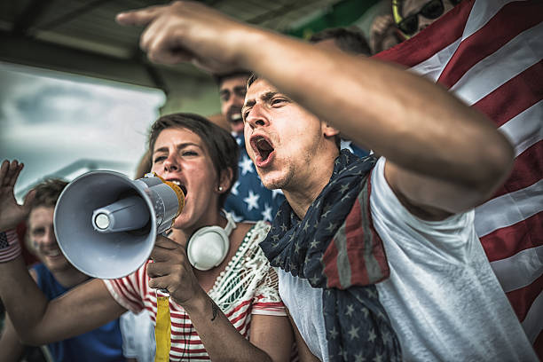 istock Group of american supporters at stadium 483231255