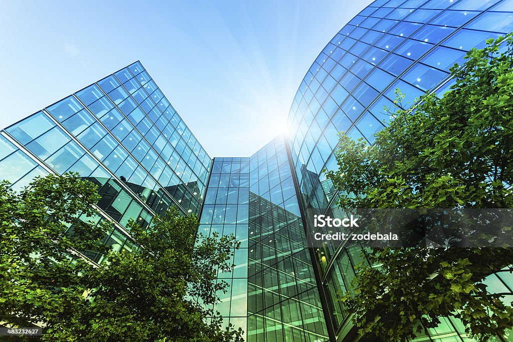 Corporate Modern Offices Building in London Office in the city of London Tree Stock Photo