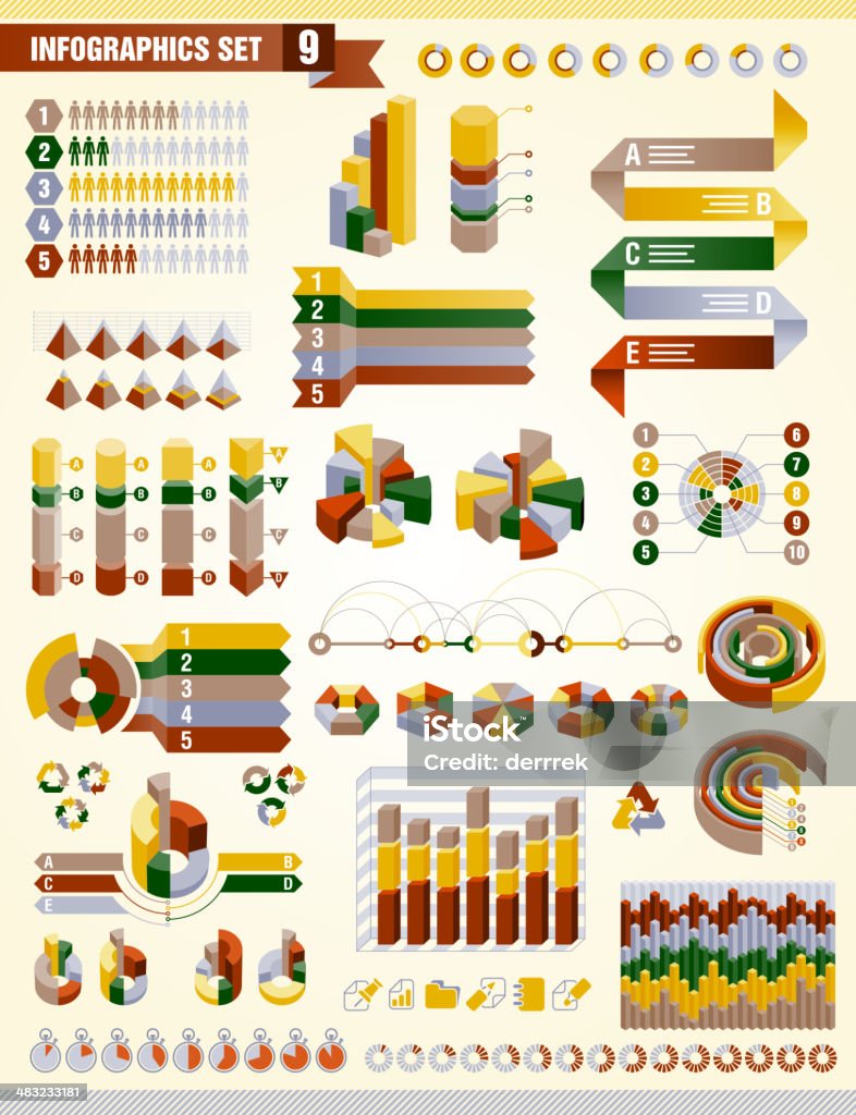 Инфографика набор 9 - Векторная графика Абстрактный роялти-фри