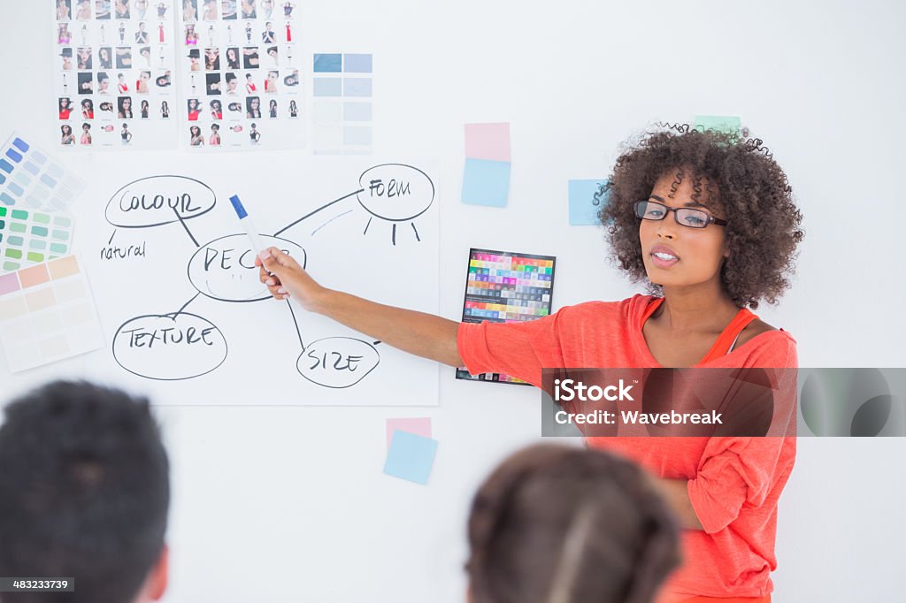 Interior Designer Pointing At A Chart During Brainstorming Stock Photo ...