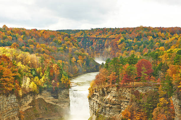 istock Autumn scene of waterfalls and gorge 483238236