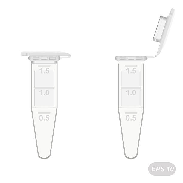 Empty plastic 1.8 ml Eppendorf tubes Empty plastic 1.8 ml Eppendorf tubes - lab tool, 3d illustration, vector, eps 8 tube stock illustrations