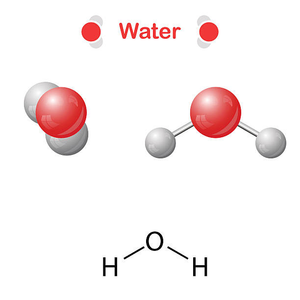 вода-молекулы значок и химическая формула - inorganic stock illustrations