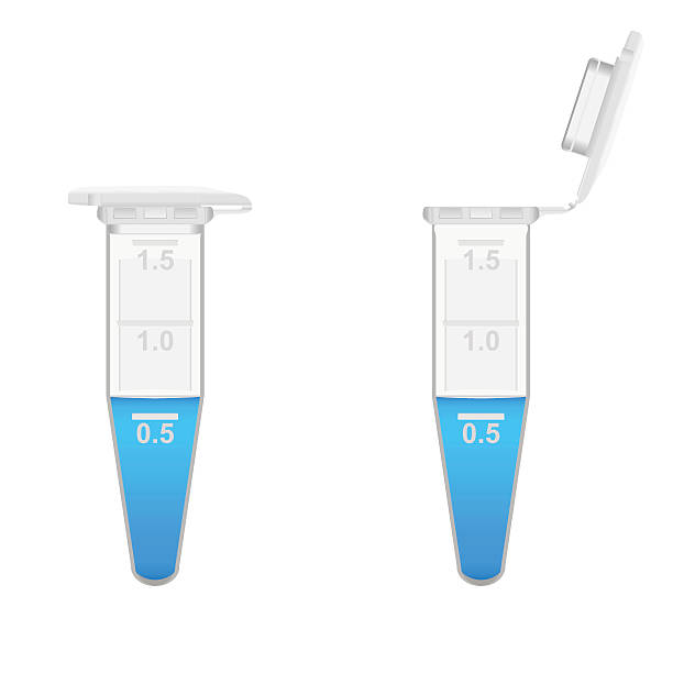 Plastic 1.8 ml Eppendorf tubes with solution vector art illustration