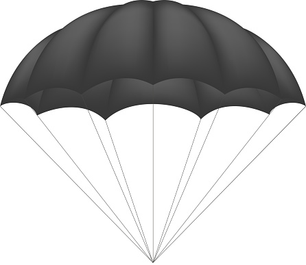 Parachute in black design on white background