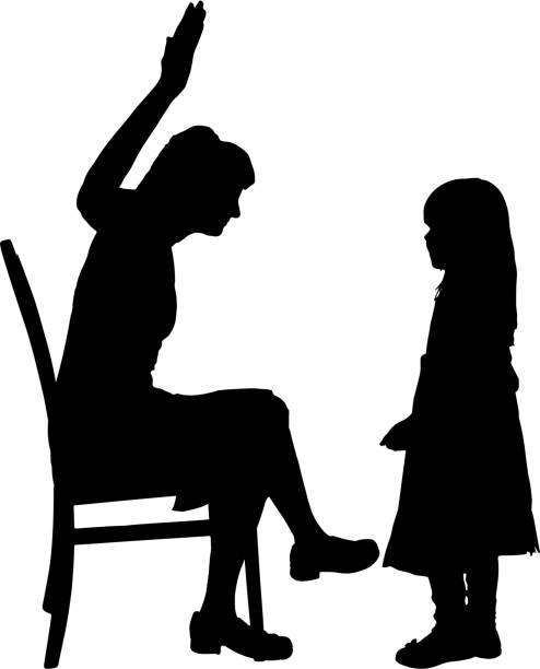 vektor-silhouette der familie. - two parent family displeased anger furious stock-grafiken, -clipart, -cartoons und -symbole