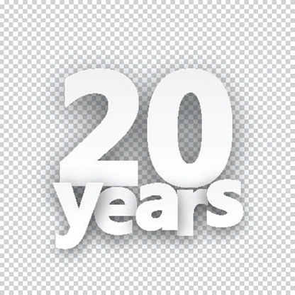 Twenty years paper sign over cells. Vector illustration. 