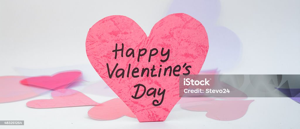 Happy Valentines Day love heart Happy Valentines Day love heart made from pink cardboard 2015 Stock Photo