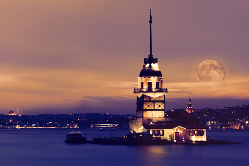 The Maiden's Tower (Turkish: Kız Kulesi), also known in the ancient Greek and medieval Byzantine periods as Leander's Tower (Tower of Leandros), sits on a small islet located at the southern entrance of Bosphorus strait 200 m (220 yd) off the coast of Üsküdar in Istanbul, Turkey.