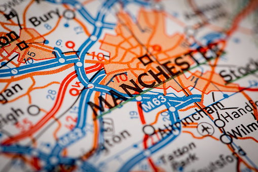 Map Photography: Manchester City on a Road Map