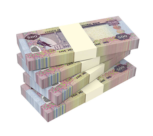istock United Arab Emirates dirhams isolated on white background. 483258152