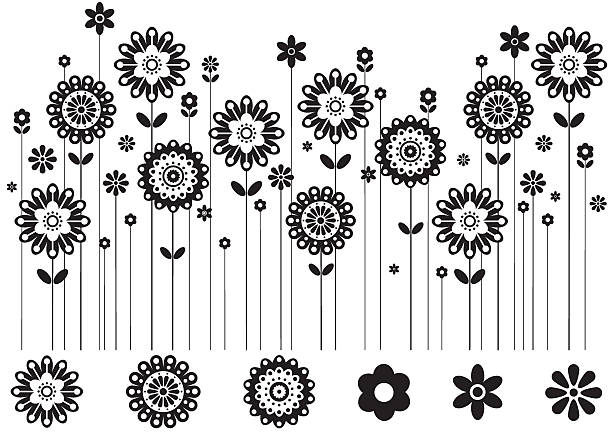 ilustraciones, imágenes clip art, dibujos animados e iconos de stock de fila de flores de primavera - daisy multi colored flower bed flower