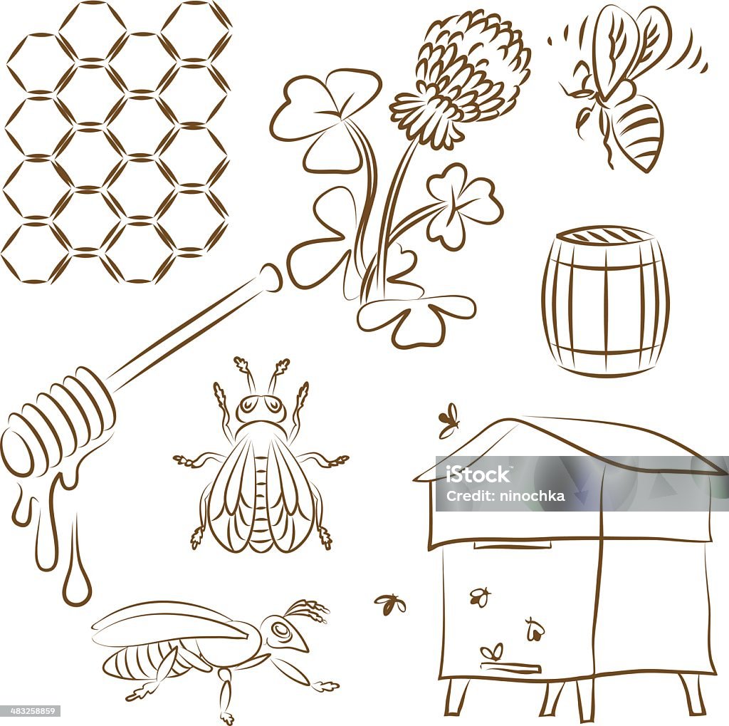 Pszczoła zestaw - Grafika wektorowa royalty-free (Pszczoła)