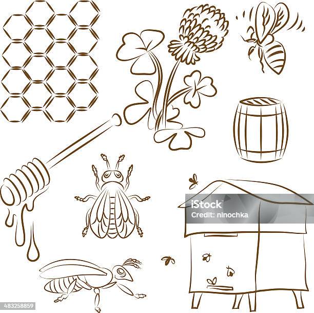 Pszczoła Zestaw - Stockowe grafiki wektorowe i więcej obrazów Pszczoła - Pszczoła, Plaster miodu, Ilustracja