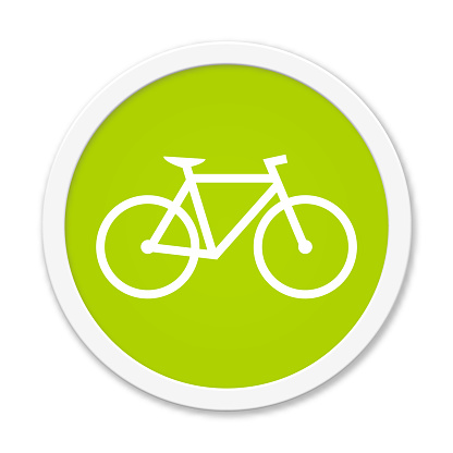 Modern isolated green Button with symbol showing bike
